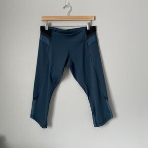 Lululemon Just Breathe Mesh Crop Leggings Pants Alberta Lake Blue Women's 10